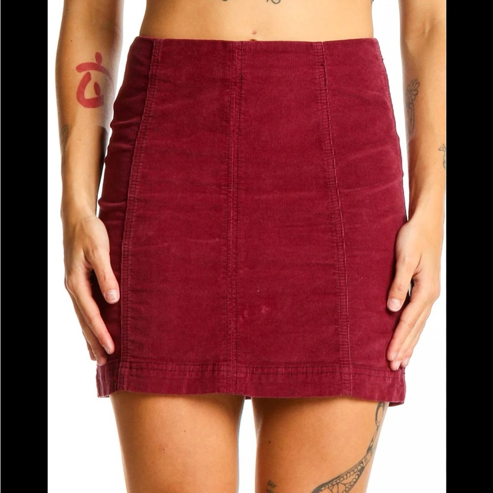 FREE PEOPLE Purple Burgundy Corduroy Mini Skirt Small Fall Cozy